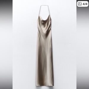 Zara Satin Slip Maxi Dress in Champagne